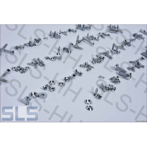 complete screw set, chrome plated, R107, '85-