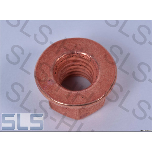 Nut M8, copper, hex, with collar
