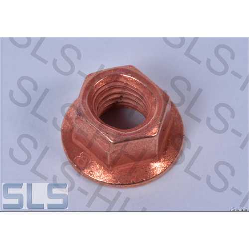 Nut M8, copper, hex, with collar