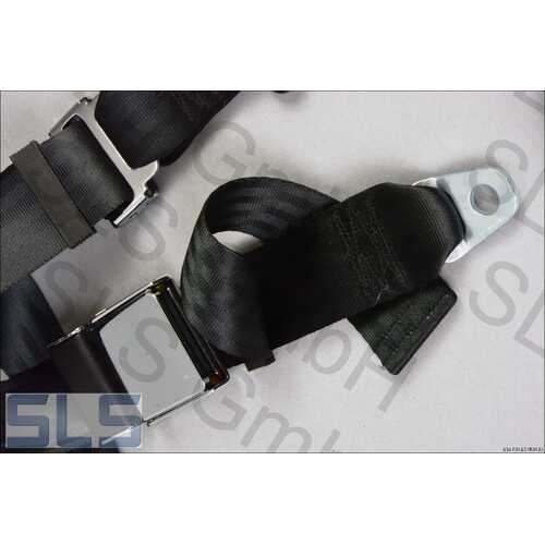 Seat belt "static" 3-point, black, chrome lock