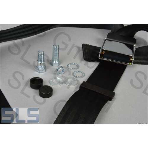Seat belt "static" 3-point, black, chrome lock