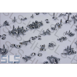 complete screw set, chrome plated, R107, '72-'85