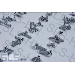 complete screw set, chrome plated, R107, '85-